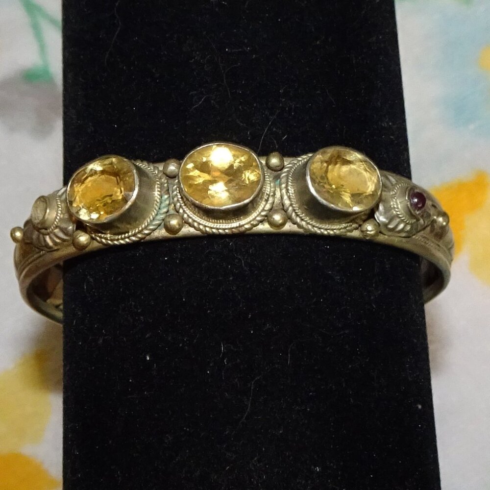 Citrine stone and multi metal artisan bracelet